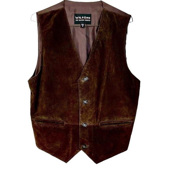 Wilson Leather Vest Rodeo Front Pockets Suede Texture Chocolate Brown Size XL - Picture 1 of 8